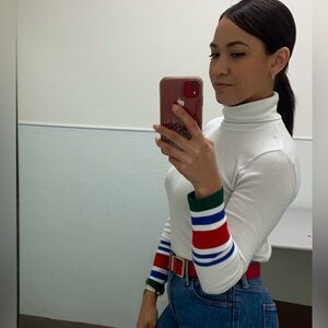 Polo by Ralph Lauren White Striped Turtleneck Girl XL 16